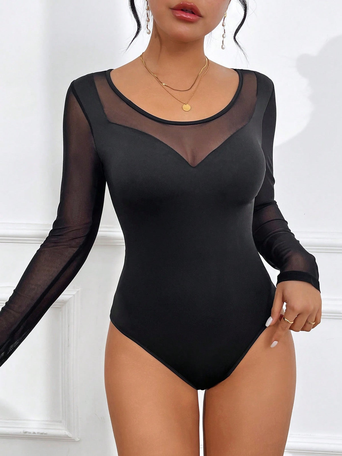Mesh Splicing Bodysuit