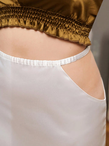 Privé Minimalist Sexy Style, Fashionable And Trendy, Hollow-Out Waist, Sexy Curve, High Slit, Summer Women's Long Half Skirt