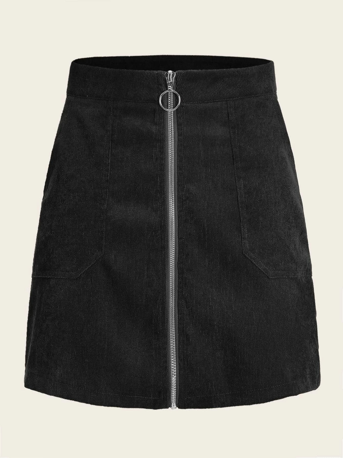 Privé O-ring Zip Up Corduroy Skirt
