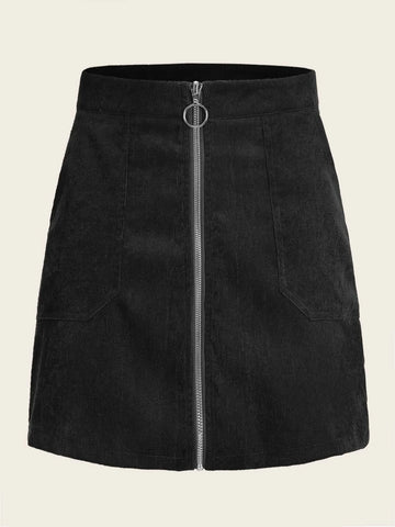 Privé O-ring Zip Up Corduroy Skirt