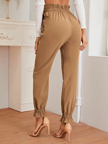 Privé Paperbag Waist Knotted Tapered Pants
