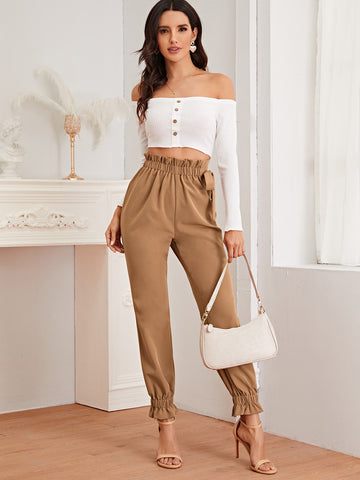 Privé Paperbag Waist Knotted Tapered Pants