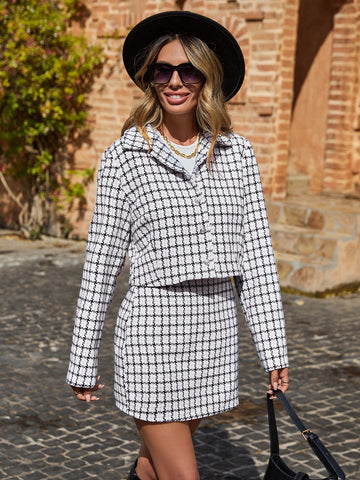 Plaid Print Jacket & Skirt