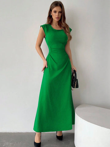 Pleated Waist & A-Line Hem Dress