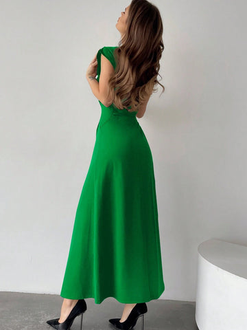 Pleated Waist & A-Line Hem Dress