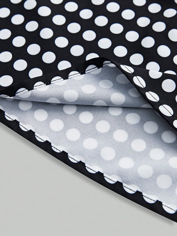 Polka Dot Print Lantern Sleeve Casual Dress