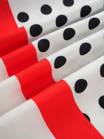 Polka Dot Print Patchwork Ladies' Dress