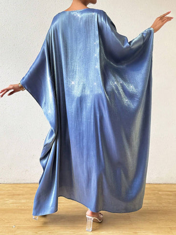 Privé Women Round Neck Batwing Sleeve Solid Color Loose Casual Holiday Matching Dress