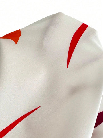 Rainbow Stripe Printed V-Neck Batwing Sleeve Women's Jumpsuit With Wide Leg