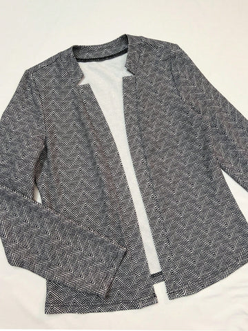 Random Herringbone Pattern Long Sleeve Jacket And Pants 2pcs/set
