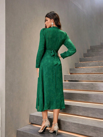 Random Jacquard Long Sleeve Dress
