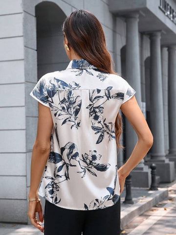 Privé Random Printed Bow Decor Women's Casual Summer Shirt