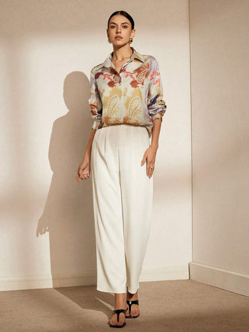 Privé Random Printed Long Sleeve Single-Breasted Women's Shirt, Summer