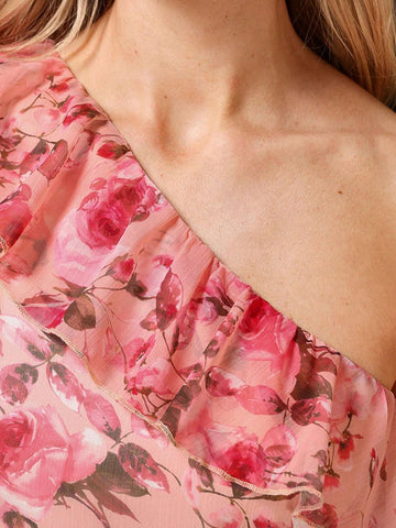 Random Printed Sleeveless Ruffle Hem Vacation Spring-Summer Dress