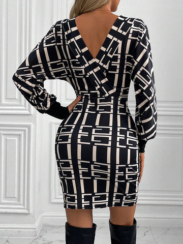 Sexy V-Neck Batwing Sleeve Dress For Women