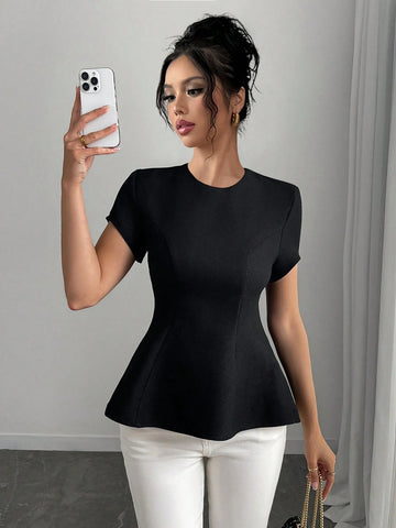 Privé Short Sleeve Ruffle Trim Floral Print Elegant Blouse