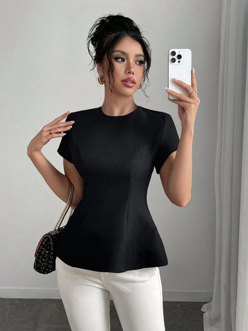 Privé Short Sleeve Ruffle Trim Floral Print Elegant Blouse