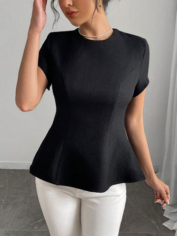 Privé Short Sleeve Ruffle Trim Floral Print Elegant Blouse