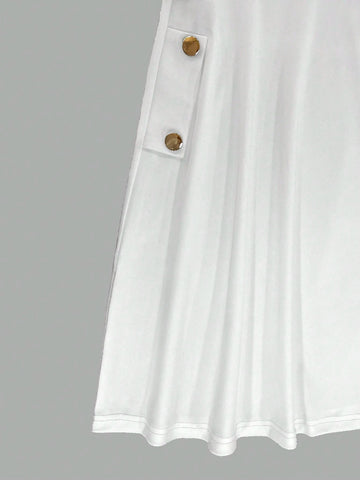 Slim-Waist A-Line High Collar Elegant Ladies Dress