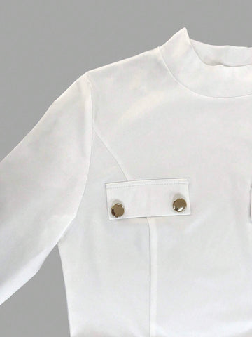 Slim-Waist A-Line High Collar Elegant Ladies Dress