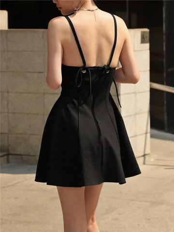 Solid Casual Cami Short Dress For Summer
