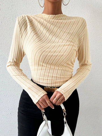Solid Color Half Turtleneck Long Sleeve Bodysuit