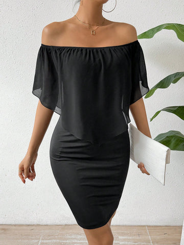 Solid Color Off-Shoulder Dress