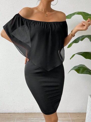 Solid Color Off-Shoulder Dress
