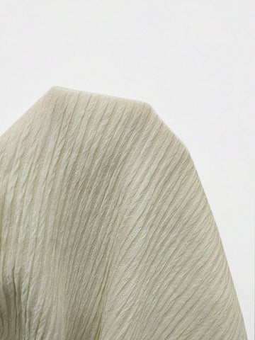 Solid Color Ribbed One Shoulder Cropped Top And Drawstring Skirt With Side Slit