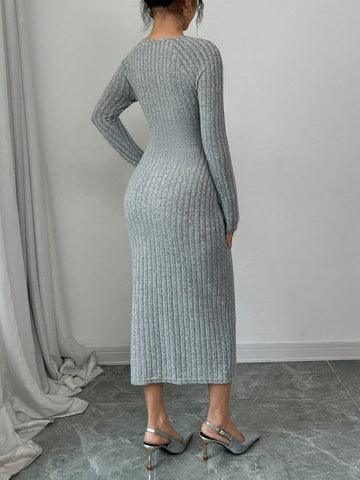 Solid Color Ruched Front Casual Everyday Dress, Minimalist & Fashionable