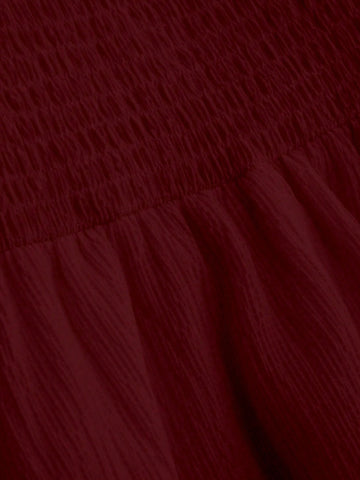 Solid Color Ruched Halterneck Ruffled Hem Strapless Summer Dress