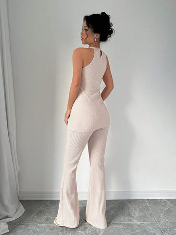 Solid Color Sleeveless Neck Hanging Women's Suit