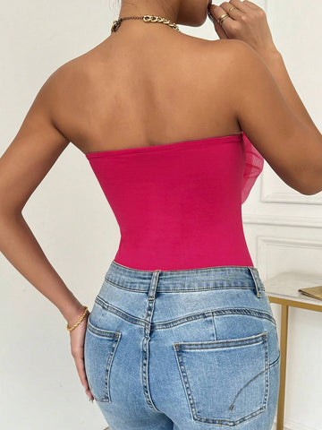 Solid Color Strapless Exaggerated Pleats Sleeveless Jumpsuit