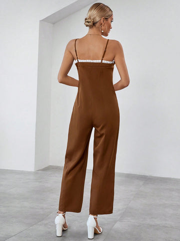 Solid Color Strapless Jumpsuit