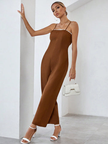 Solid Color Strapless Jumpsuit