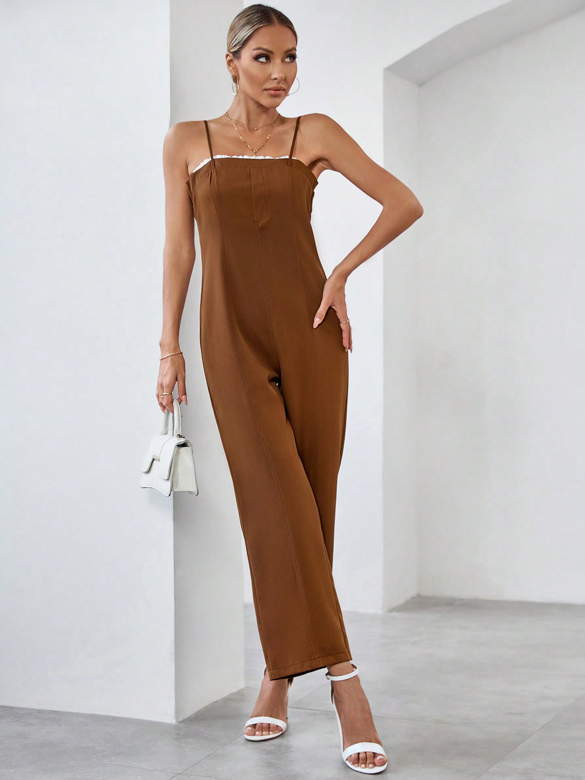 Solid Color Strapless Jumpsuit