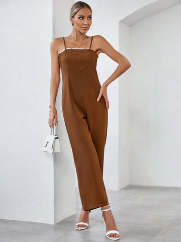 Solid Color Strapless Jumpsuit