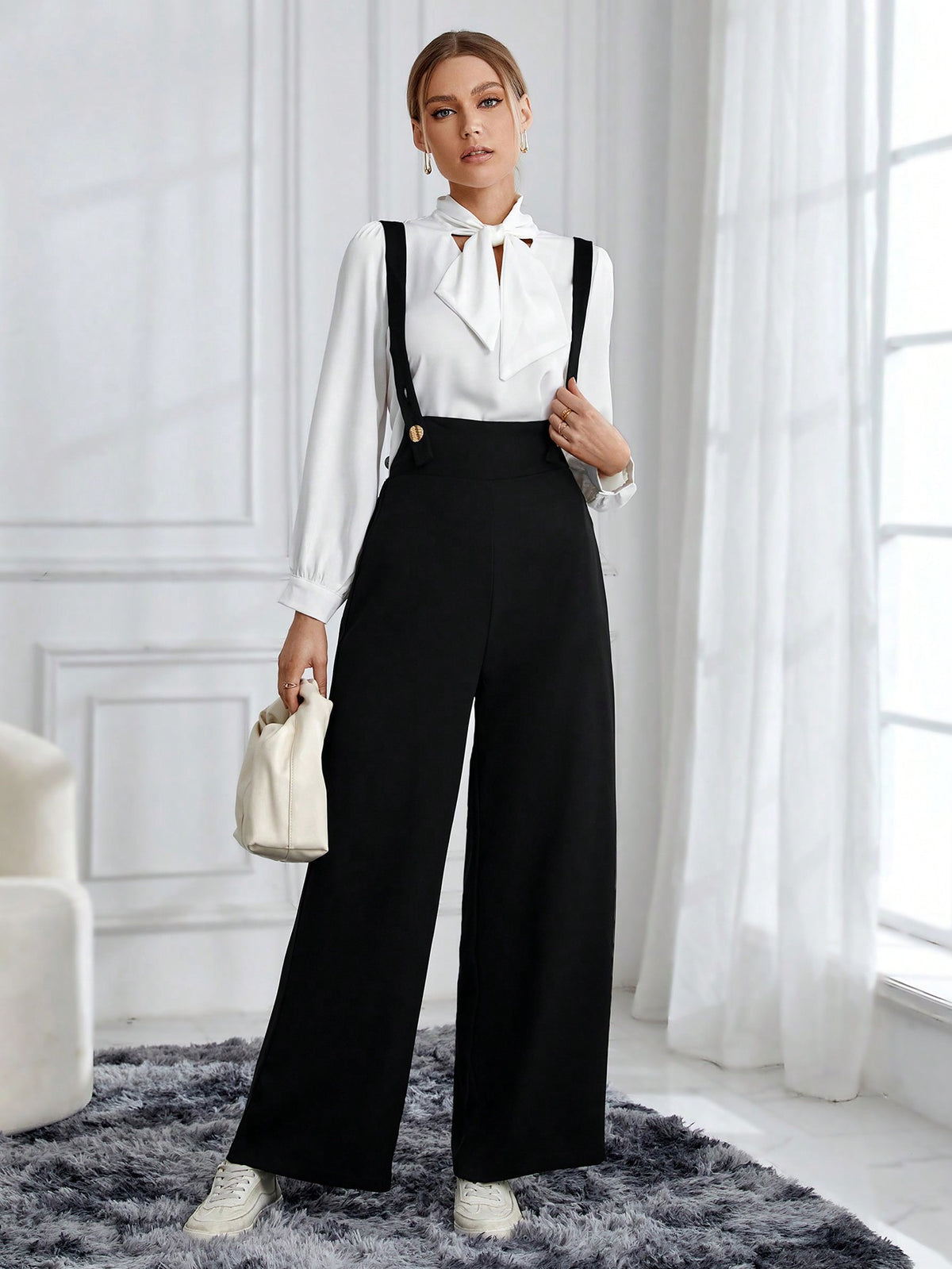 Solid Color Wide-leg Overalls Without Top