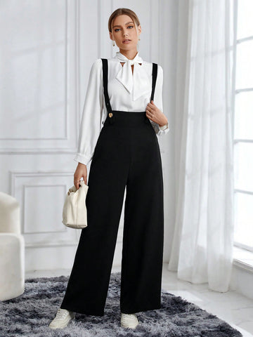 Solid Color Wide-leg Overalls Without Top