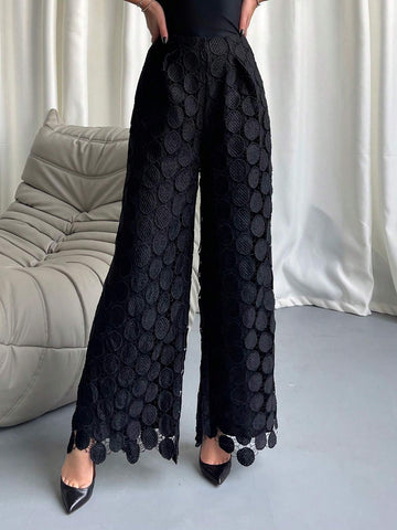 Privé Solid Color Wide Leg Pants With Design Sense