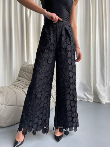 Privé Solid Color Wide Leg Pants With Design Sense