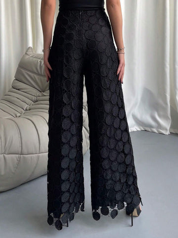 Privé Solid Color Wide Leg Pants With Design Sense