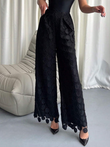 Privé Solid Color Wide Leg Pants With Design Sense