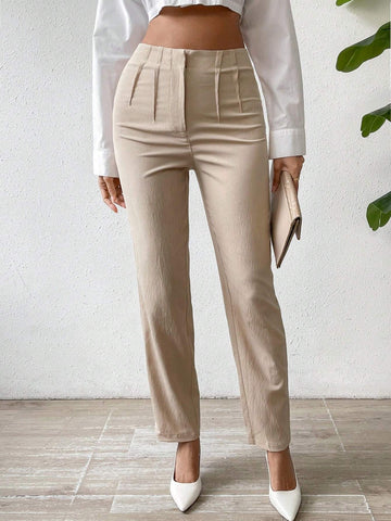 Privé Solid Fold Pleated Detail Pants