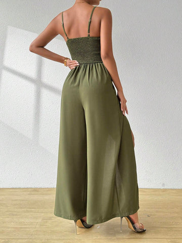 Split Thigh Twisted Strap Jumpsuit