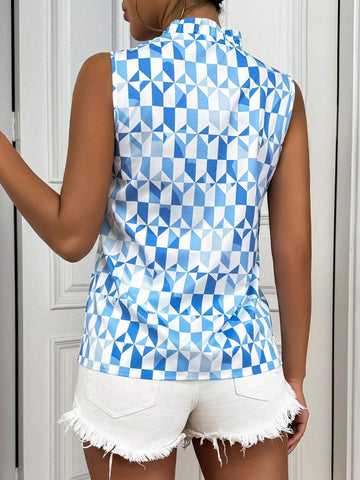 Privé Summer Casual Geometric Printed Sleeveless Shirt