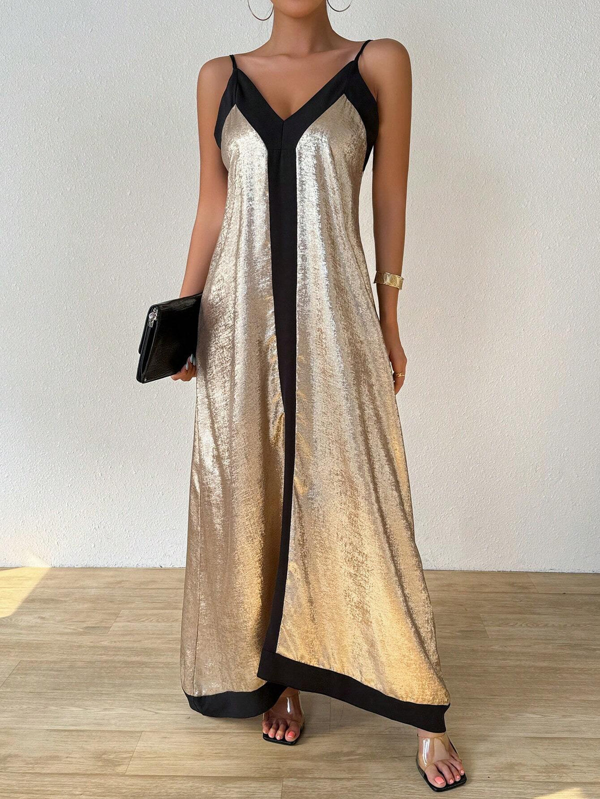 Summer Colorblock Sleeveless Spaghetti Strap Dress