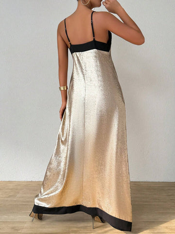 Summer Colorblock Sleeveless Spaghetti Strap Dress
