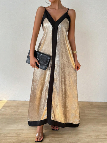 Summer Colorblock Sleeveless Spaghetti Strap Dress