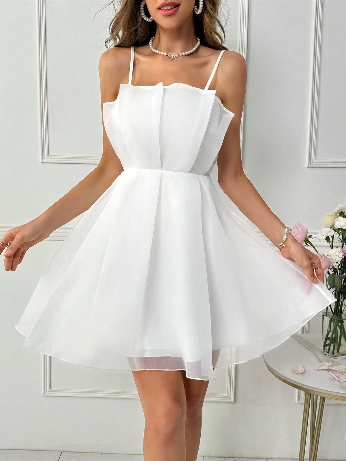 Summer Wedding Daily Elegant Holiday Date INS Music Festival Patchwork Mesh V-Neck Back Zipper